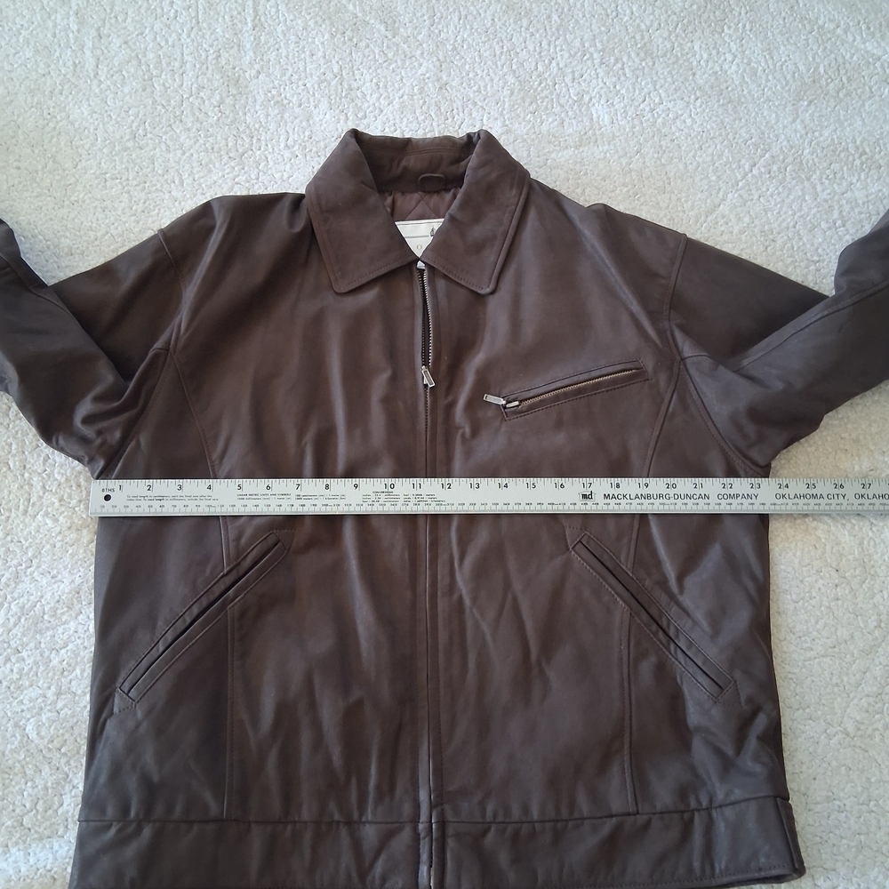 Men's Towne By London Fog Stylish Brown Leather Jacket - Picture 9 of 10